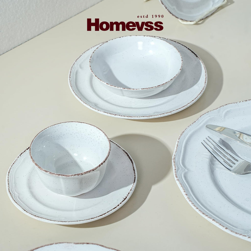 20pc Dinnerware Set, Plate and Bowl Set, Stoneware Dishes Set for 4, Microwave and Dishwahser Safe, Scratch