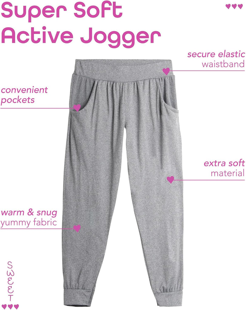 Hearts Girls Sweatpants - 3 Pack High Waisted Performance Jogger Girls Pants with Pockets: Made in USA