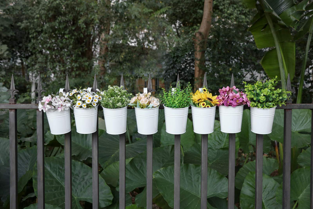 5 Inches Small Metal Hanging Flower Pots 10 Pcs Railing Planter Box