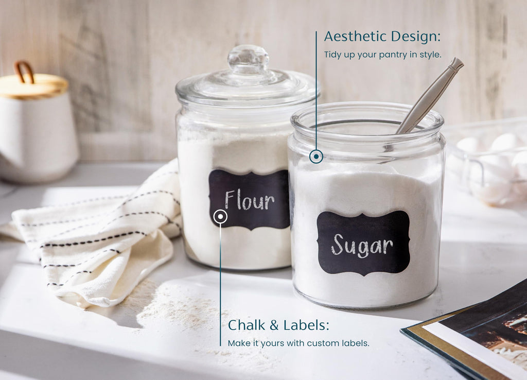 Glass Storage Containers with Lids, 1/2 Gallon, Set of 2, Glass Kitchen Jars, Food & Cookie Storage Containers for
