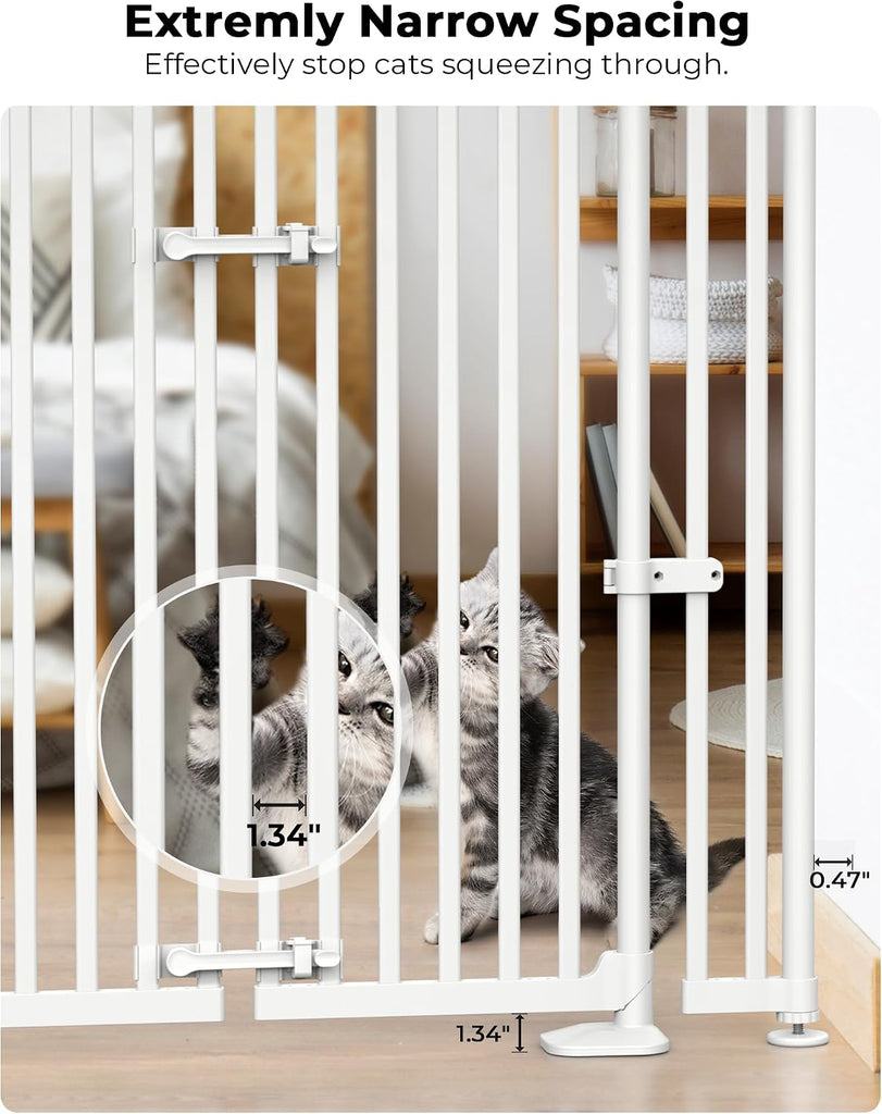 Extra Tall Cat Gate for Doorway: 74.8"-90.5" Tall Cat Gates for Pet 30.3"-38.2" Wide Pressure Mount No Wall Drilling