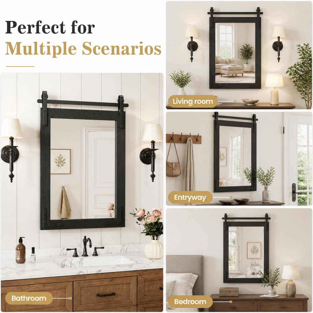 Farmhouse Mirror 18"x26" Black