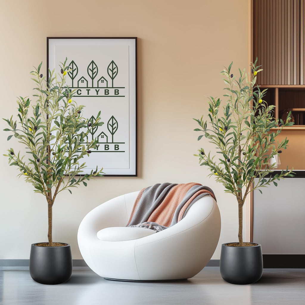 Artificial Fake Olive Tree 4FT 2Pack Faux Olive Tree Decor