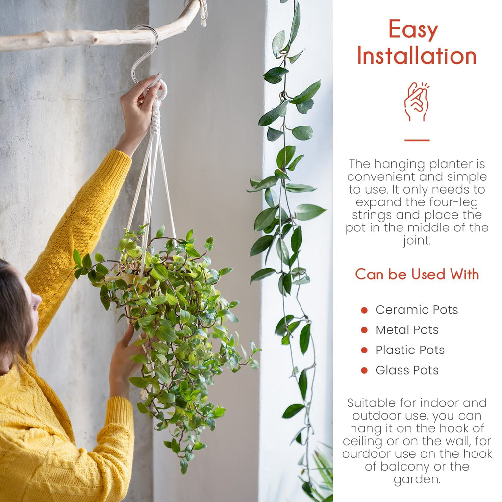 Macrame Plant Hangers Indoor Macrame Hanging Planters for Indoor Plants, 6 Pack Hanging Plant Holders Indoor Hanging