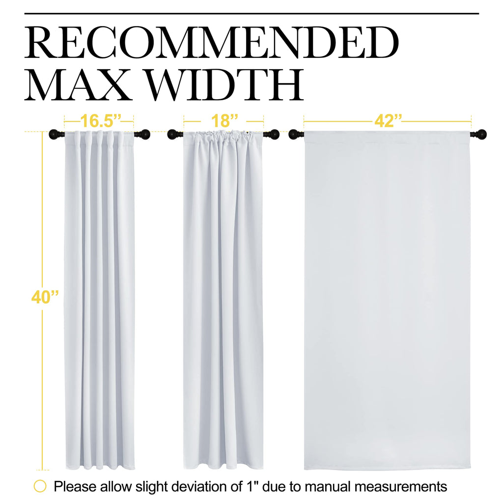 Short Curtains for Small Window - (Cloud Grey Color) W42 Wide, 2 Pieces, 40 inches Length Curtains, Modern Design