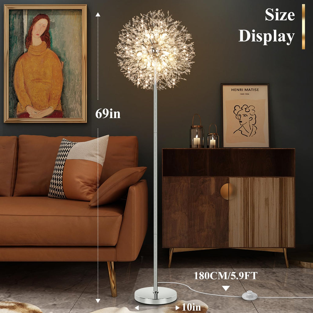 69'' Crystal Floor Lamp, Standing Lamp Chrome
