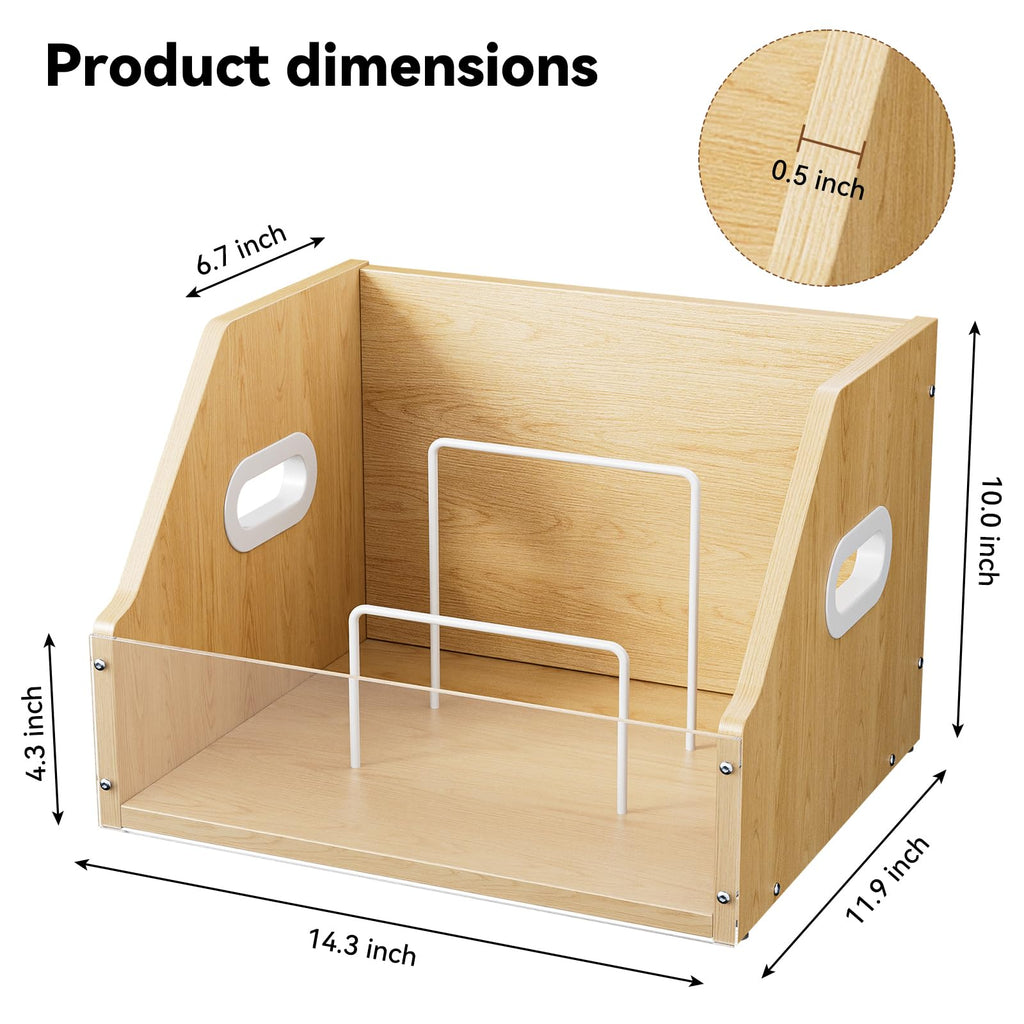 Vinyl Record Storage with Separators, Visible Acrylic & Wooden Crate for Records Holder Storage Box for Vinyl & Album