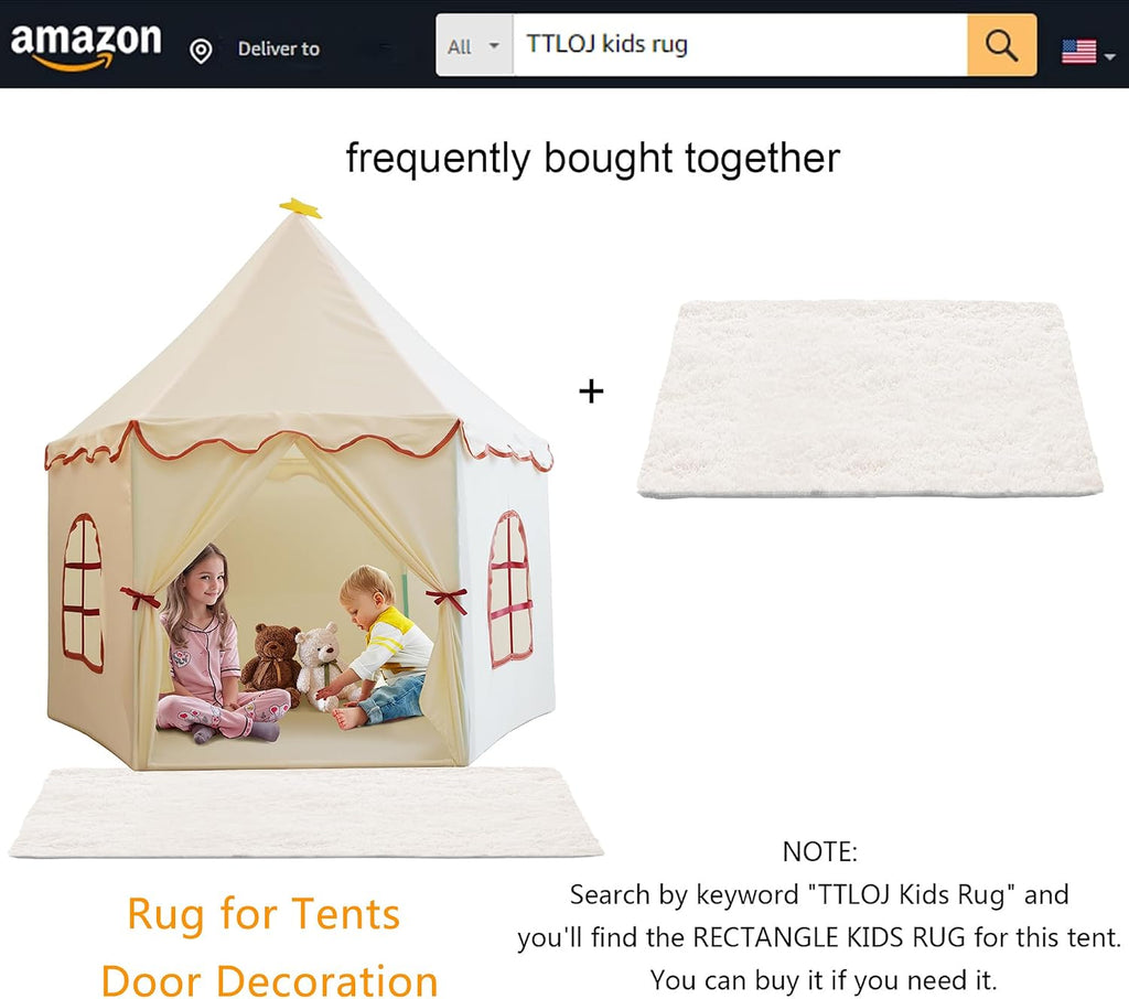 Large Girls Play Tent Princess, Kid Playhouse Christmas Birthday Gift Beige