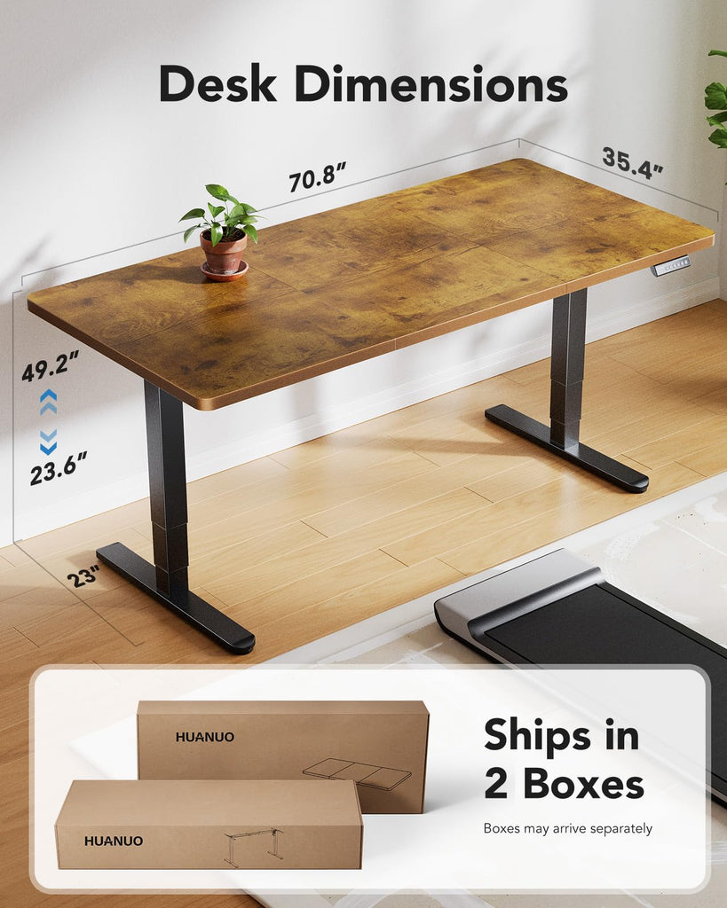 71x35 Inch 3-Stage Legs Electric Standing Desk, Large Height Adjustable Office Desk with Brushless Motor, Stand Up Desk
