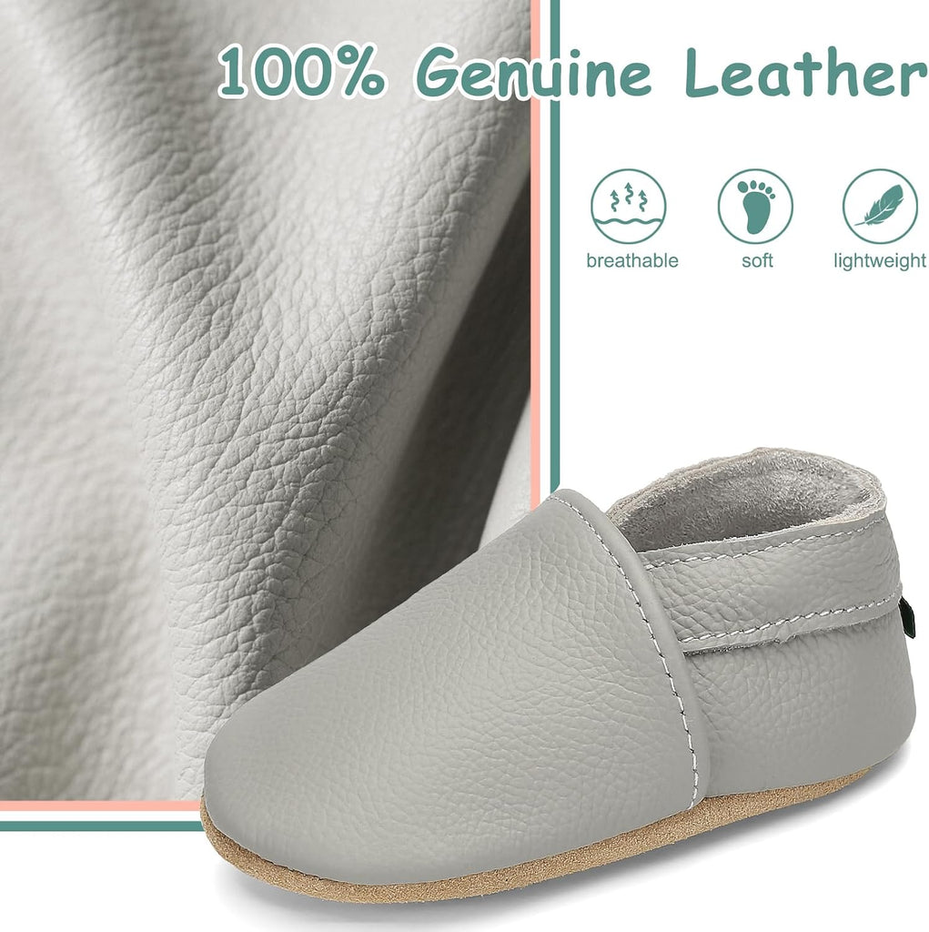 Genuine Leather Baby Booties Soft Sole Toddler Walking Shoes Flexible&Breathable Baby Slippers for First Walkers Boys