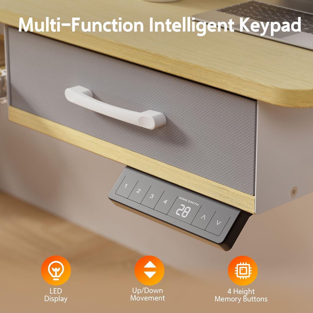 63 Inches Electric Standing Desk with Keyboard Tray, Height Adjustable Sit to Stand Table with 2 Drawers, Ergonomic