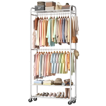 Clothes Rack 3-Tier Portable Freestanding Closet with Shelves