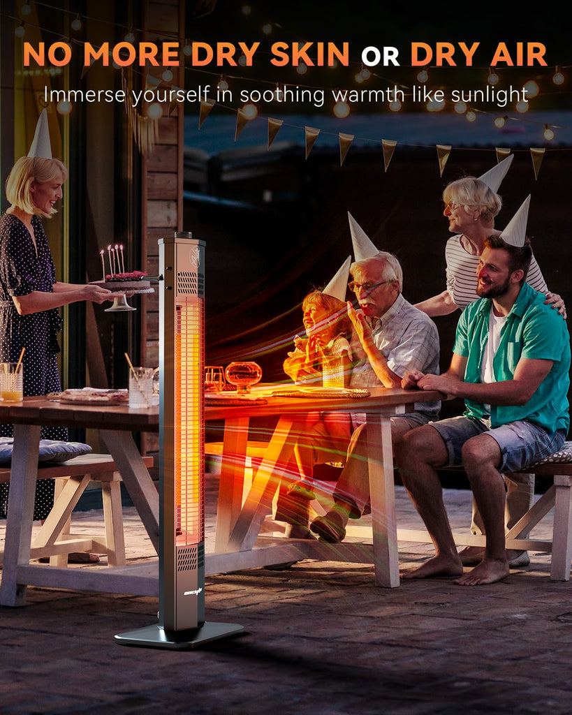 Patio Heater for Outdoor Use, 1500W Infrared, 36 in Portable Tower Heater, 3 Levels, IPX5 Waterproof