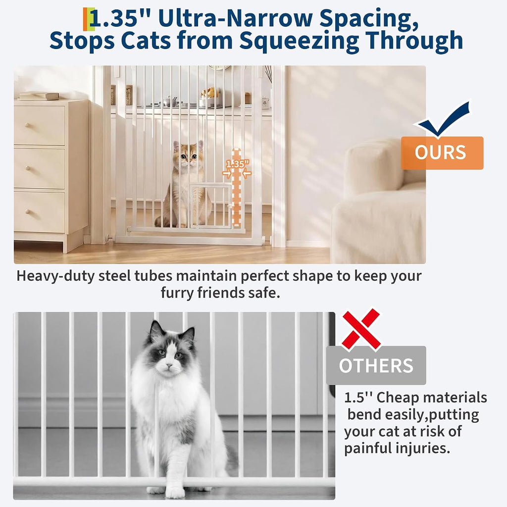 71'' Extra Tall Cat Gate for Doorway, 30.3"-40.9" Width Adjustable