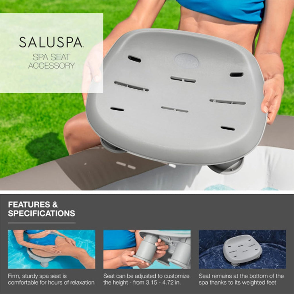 Miami AirJet Inflatable Hot Tub with EnergySense Cover Bundled with 2 SaluSpa Underwater Non-Slip Spa Seat with