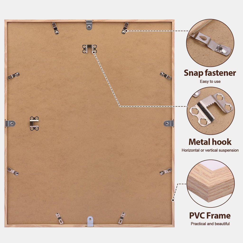 16x20 Poster Frame Set of 6 with Plastic Cover, PVC, Natural