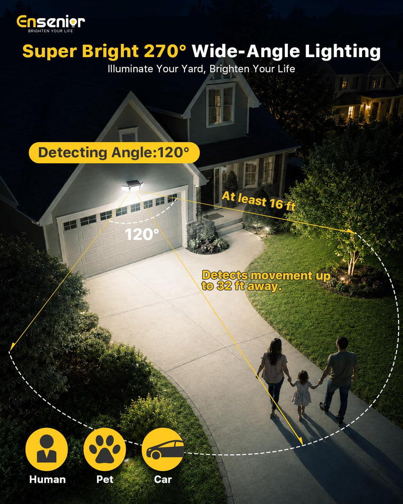 Solar Motion Sensor Flood Light with Remote, Black, 4-Pack