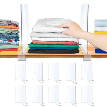 Acrylic Shelf Dividers, 10 Pack Clear Organizers for Closet Organization