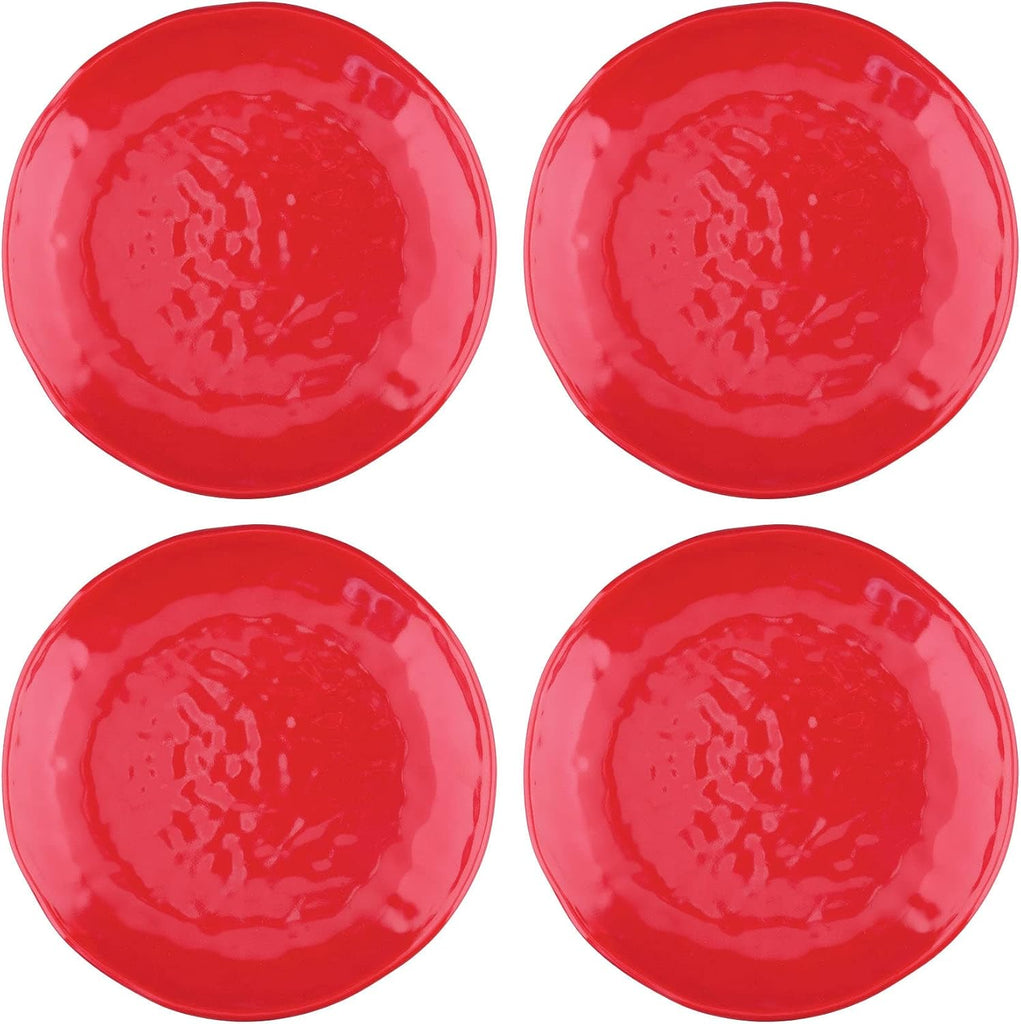 16 Piece Holiday Red Melamine Dinnerware Sets, Outdoor Dishes Set, Plates and Bowls Sets, Christmas Decorations