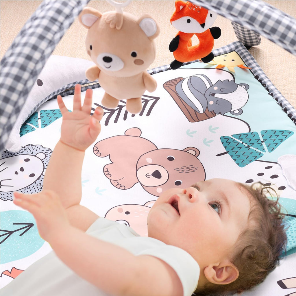 Unisex Baby Play Gym & in-1 Play Mat - Playmat Baby Toys 0-6, 6-12 Months Tummy Time Mat with Hanging Toys, Soft