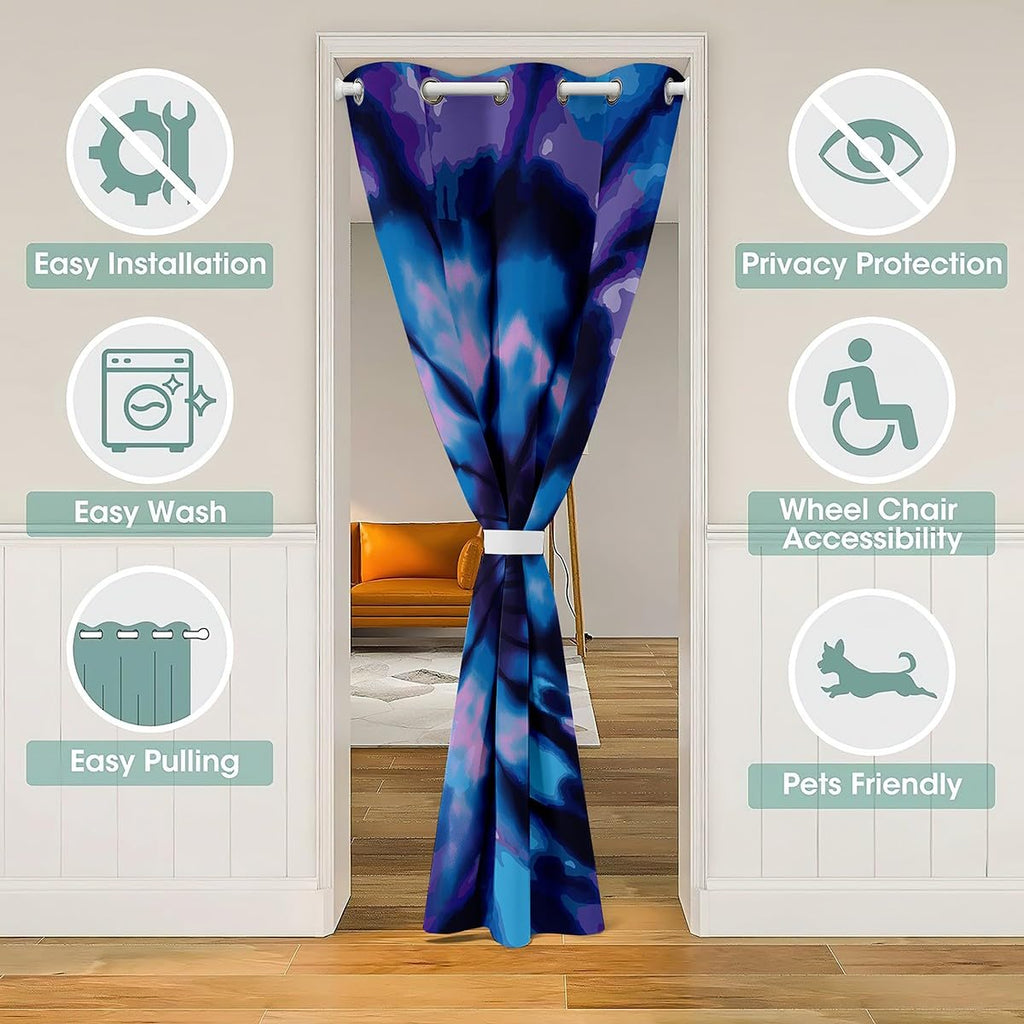 Boho Bohemian Gypsy Curtain, 1 Panel 34Wx80L inches, Grommet, Blackout, Velvet Fabric, Living Room & Bedroom