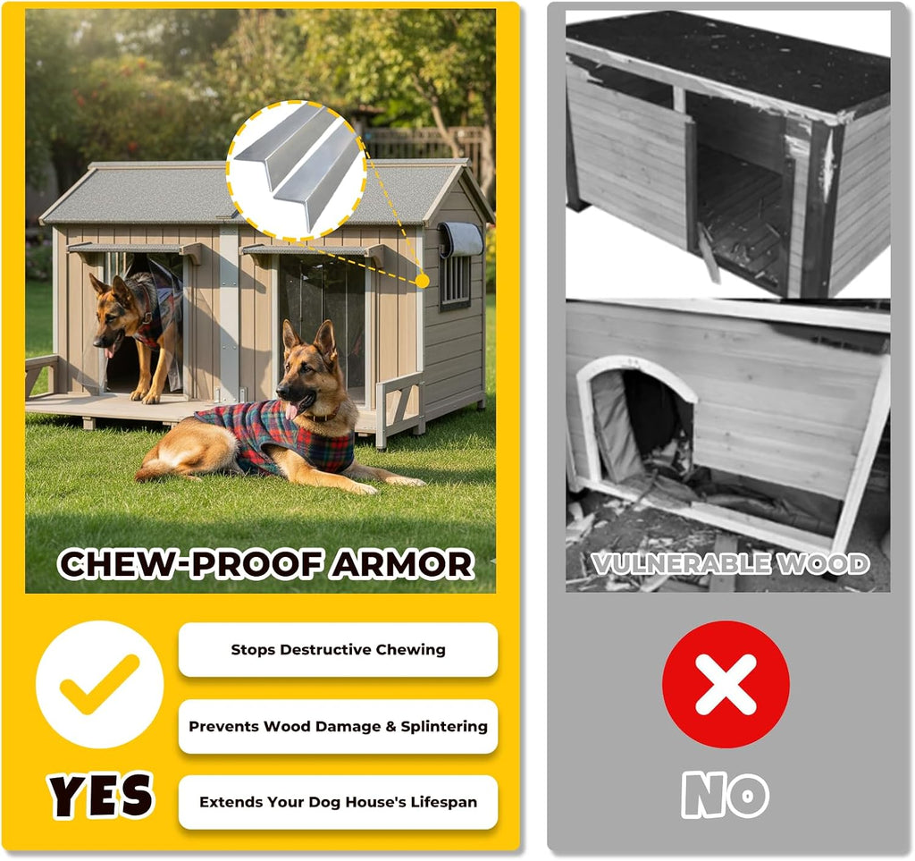 Extra Large Outdoor Dog House with Balcony, Weatherproof Kennel for 2 Dogs