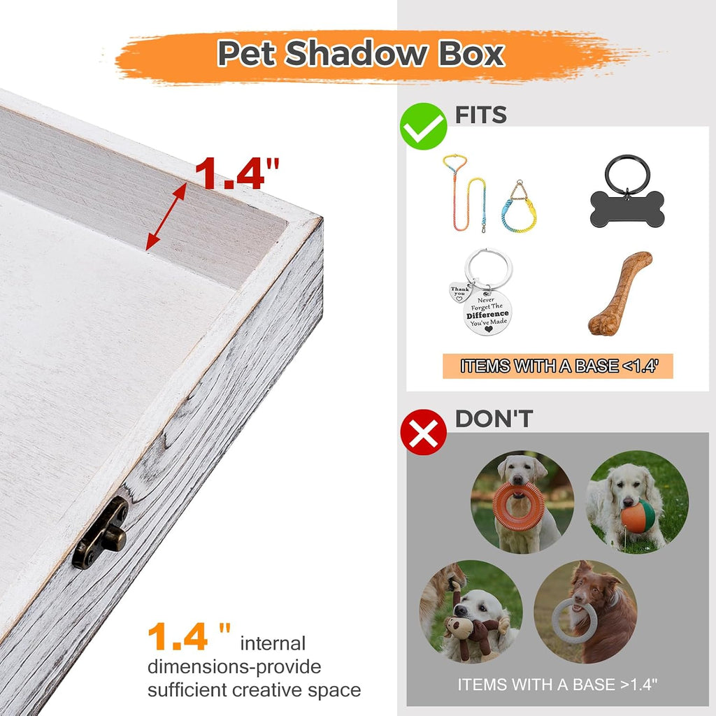 9.8x7.8 Inch Pet Memorial Shadow Box, Tabletop or Wall Display Case with Glass Window, Wooden Keepsake Picture Frame