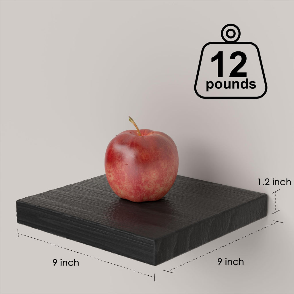 Small Floating Shelves for Wall - 9 Inch Square Black Shelves Decor Set of 3