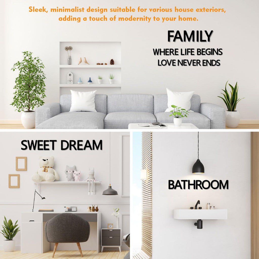 5 Inch 5PCS Self Adhesive House Numbers, Black Acrylic House Address Letters and Numbers for Outside, Ideal for