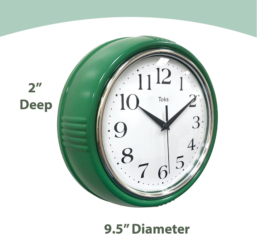 Lily's Home Retro Wall Clock, 9.5 Inch Vintage Design, Silent Non-Ticking Quartz Movement, Battery Operated