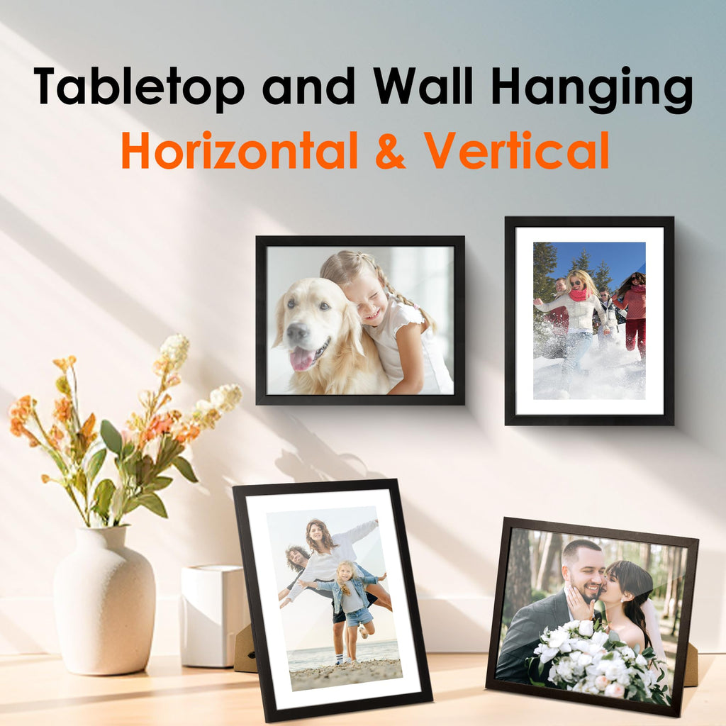 8x10 Picture Frame Set of 6, Photo Frame Bulk with HD Plexiglass, Display Pictures 5x7 with Mat or 8x10 Without Mat