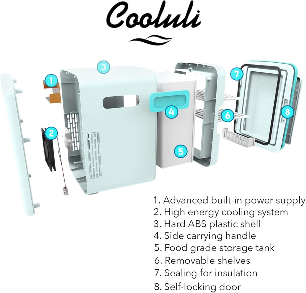 15L Mini Fridge for Bedroom - Car, Office Desk & College Dorm Room - 12V Portable Cooler & Warmer for Food, Drinks