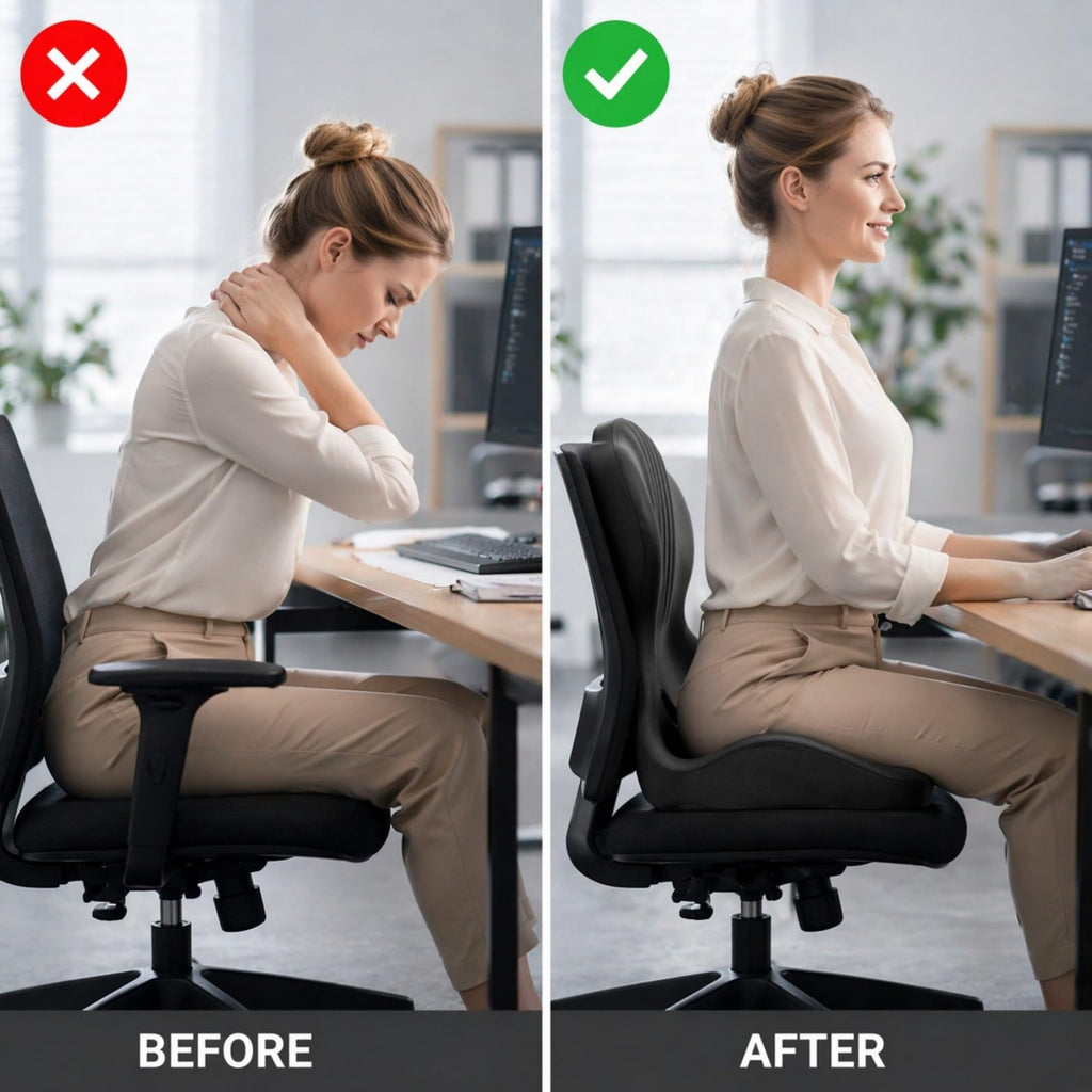 Ergonomic Seat Cushion with Lumbar Support, Memory Foam