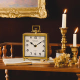 HOME Small Gold Table Clock, Silent Non-Ticking Classic Battery Operated Decorative Mantel Desk Shelf Clock for