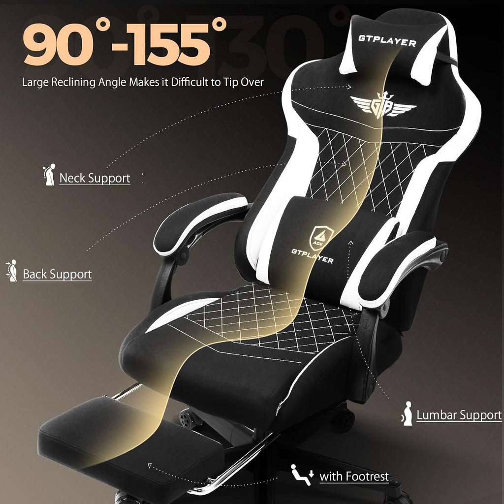 Gaming Chair with Footrest, Big and Tall Game Chair High Back Computer Office Chair with Lumbar Support for Adults