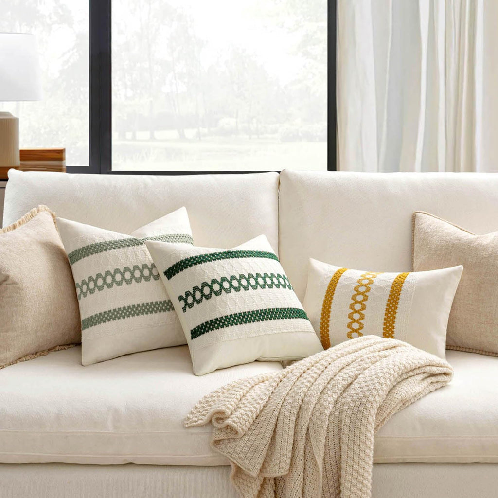 Set of 2 Sage Green Boho Decorative Lumbar Pillow Covers 12x20 Inch Farmhouse Rustic Couch Throw Pillows Modern