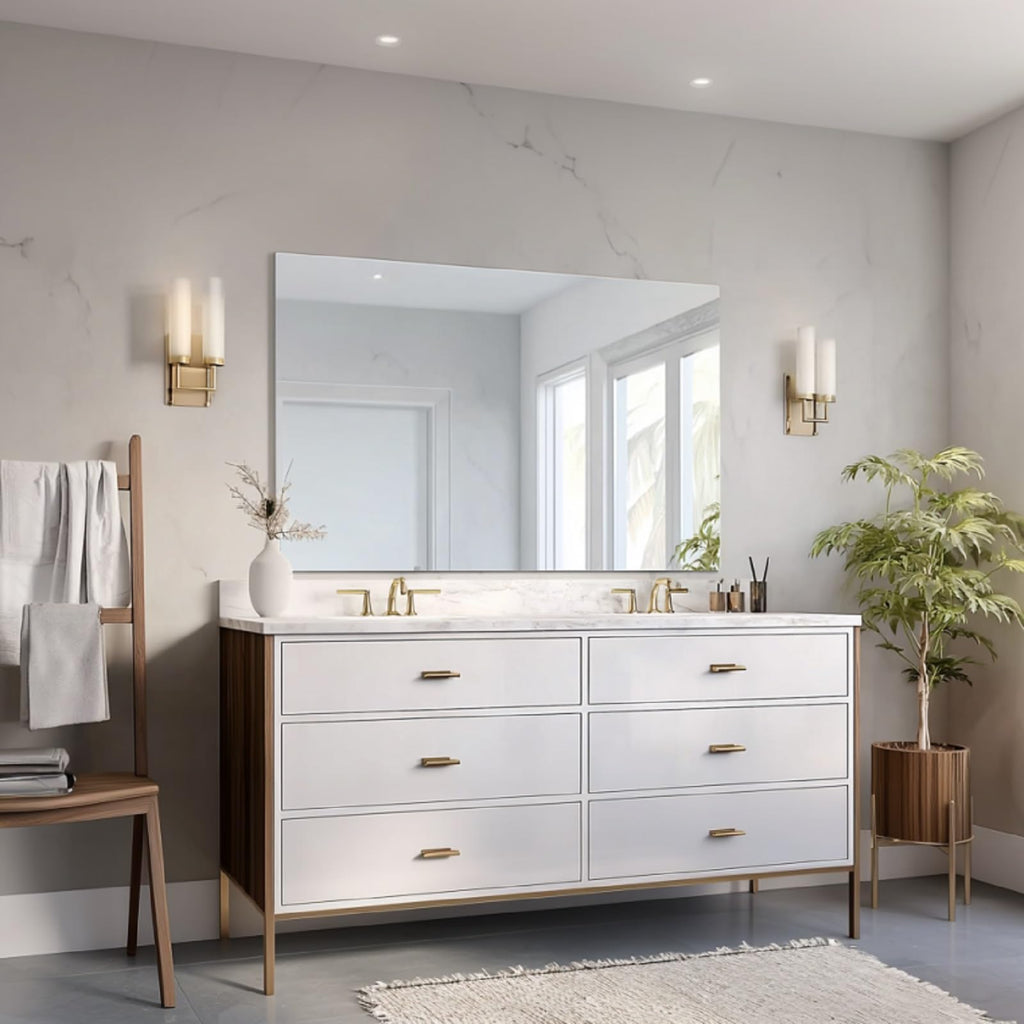 Frameless Mirror, 36"x48" Bathroom Mirror for Over Sink, Unframed Vanity Mirror, Large Rectangle Mirror, Upgraded