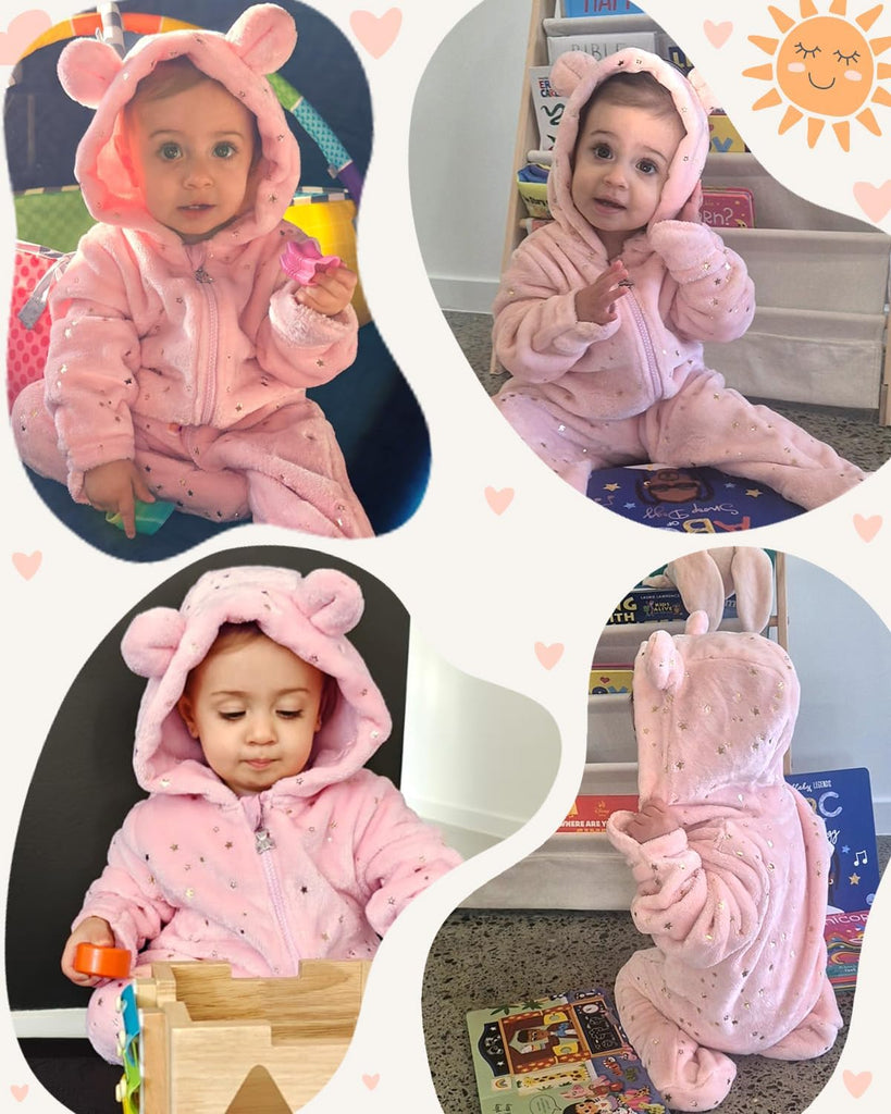 Baby Snowsuit Fall Fleece Hooded Footed Romper for Newborns