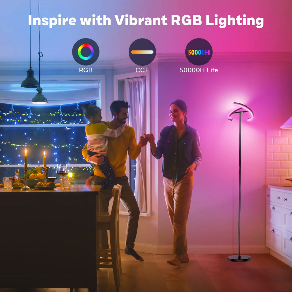 Floor Lamp, Color Changing Standing Lamp, Modern Stepless Dimmable LED Floor Light Tall Lamp with Remote Control, 20W