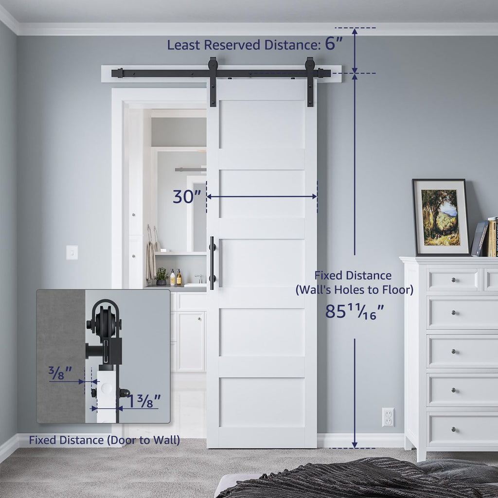30in x 84in Sliding Barn Door 5 Panel with Water-Proof PVC Surface