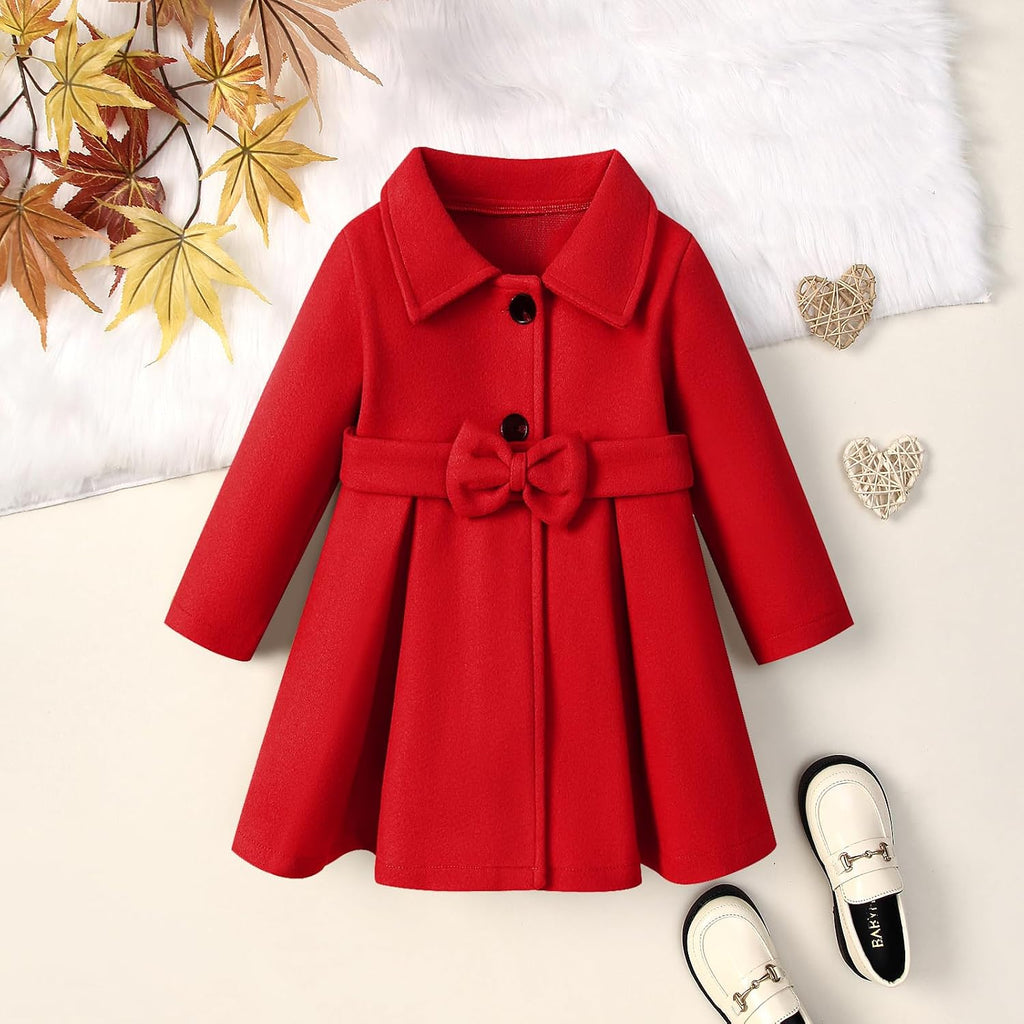 Toddler Baby Girl Clothes Jacket Coat Long Sleeve Solid Color Buttons Dress Coat Fall Winter Outfit