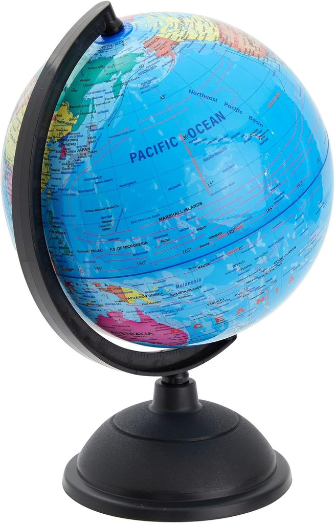 World Globe for Kids - 8-Inch, Multicolor with Plastic Stand - Educational Desk Globe with World Map for Kids &
