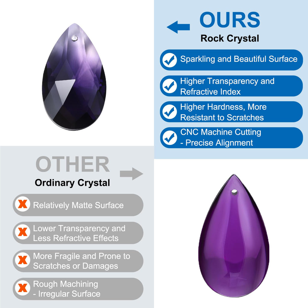 Teardrop Crystal Chandelier Pendants Beads, 10 Pack 60mm Length 38mm Chandelier Prisms Parts Ornaments Hanging Beads