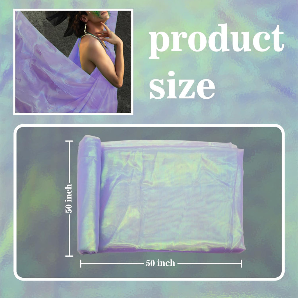 3 Yard Sheer Magic Iridescent Laser Gradient Organza Fabric (Magic Purple)