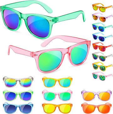 Kids Sunglasses Bulk - Party Favors for Boys Girls Ages 3-8, Neon Colors with UV 400 Protection