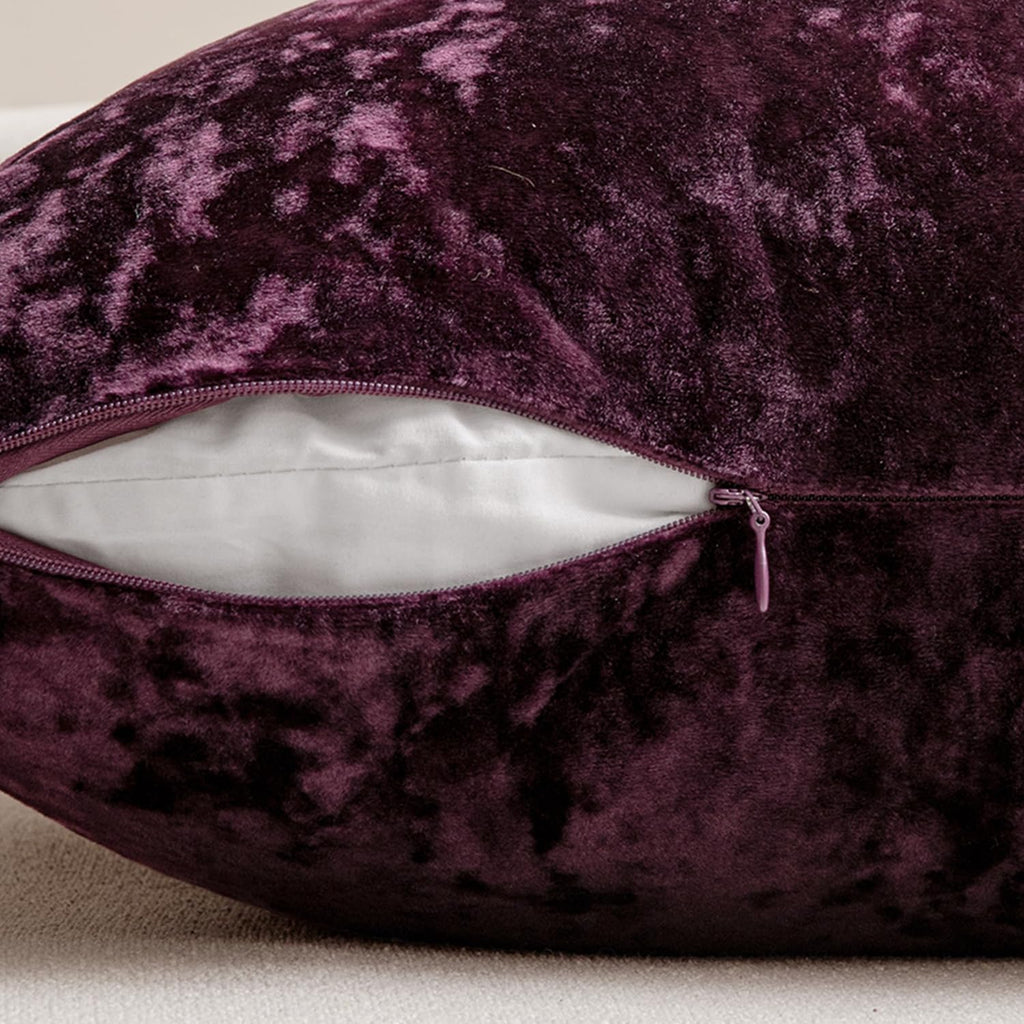 Velvet Throw Pillow Covers Purple 18x18 inch Set of 2
