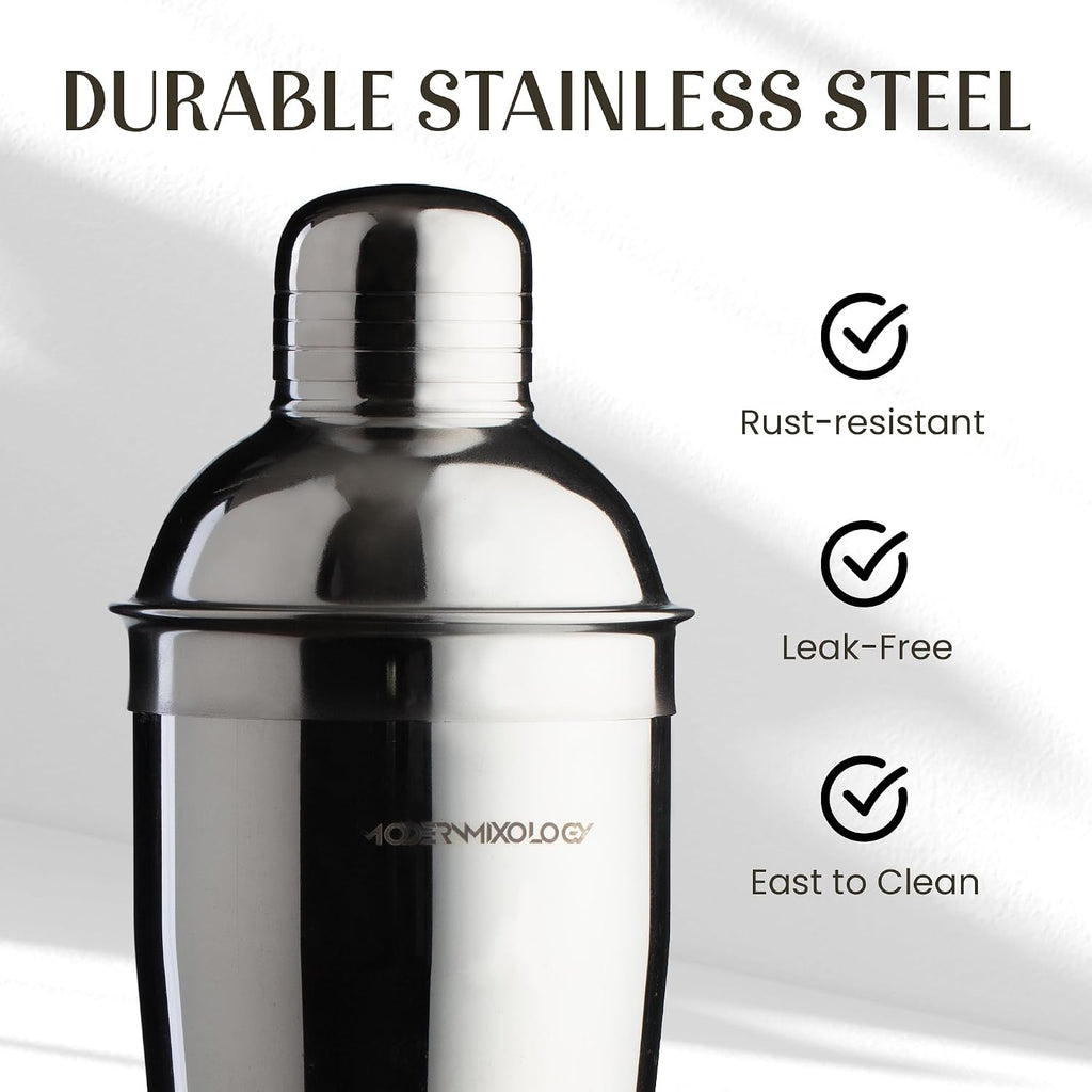 8-Piece Cocktail Shaker Set with Velvet Bag | Complete Kit for Bartenders | Includes Shaker with Strainer, Jigger - Set of 8
