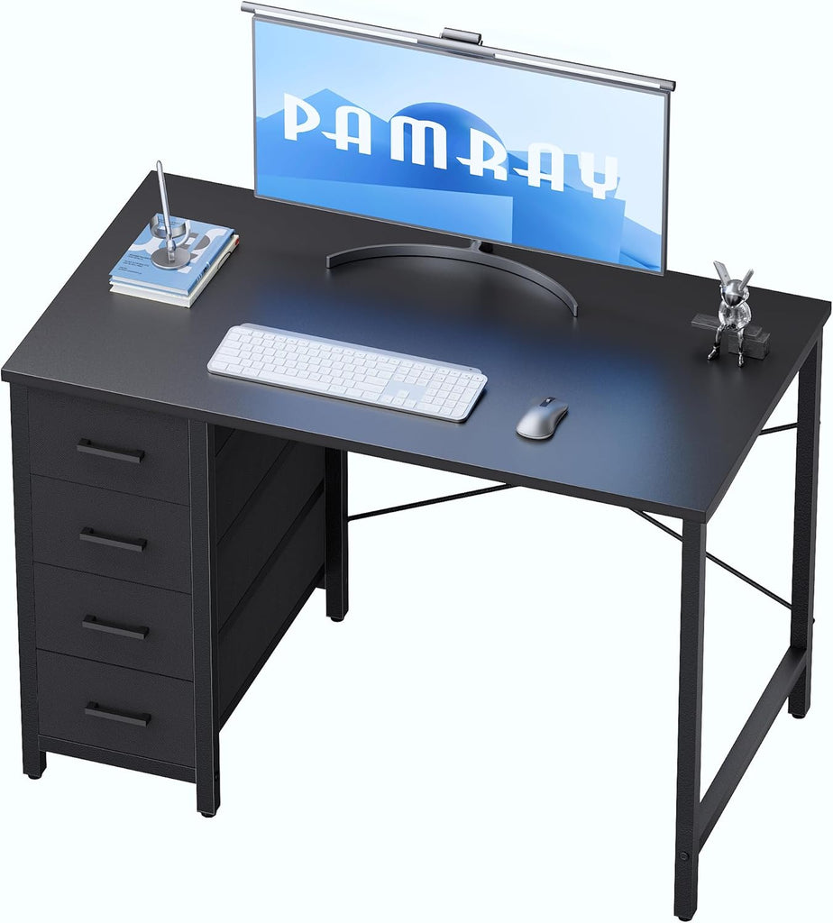 32 Inch Computer Desk with 4 Drawers Small Office Desk Bedroom Study Writing Simple Modern Computer Table Black