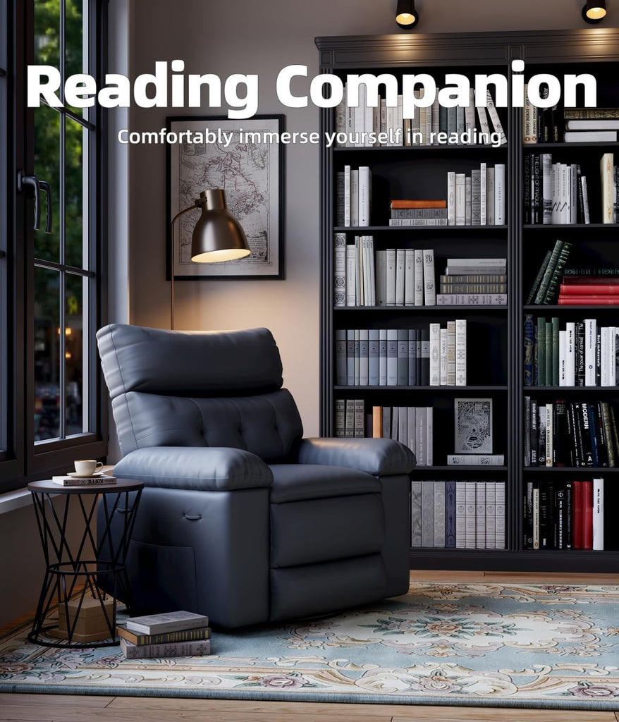 GarveeHome Oversized 27" Recliner Chairs, Classic Manual Leather Recliner