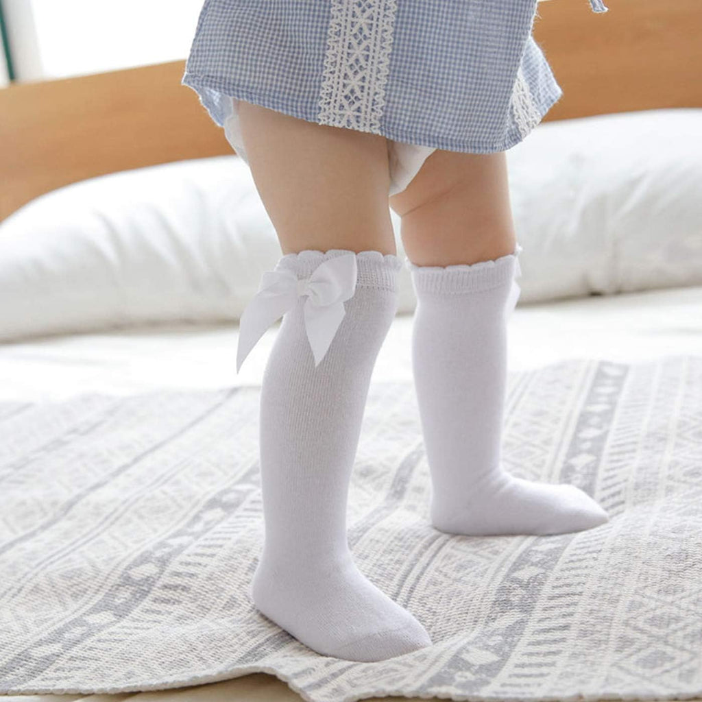Baby Knee High Socks With Bow Toddler Long Socks Girls Stockings 0